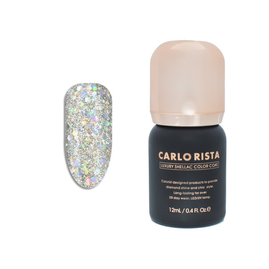 105 - SparklingLightSilver Gel Nail Polish - CARLO RISTA