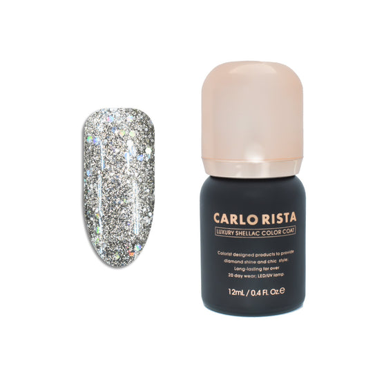 106 - SparklingDarkSilver Gel Nail Polish - CARLO RISTA