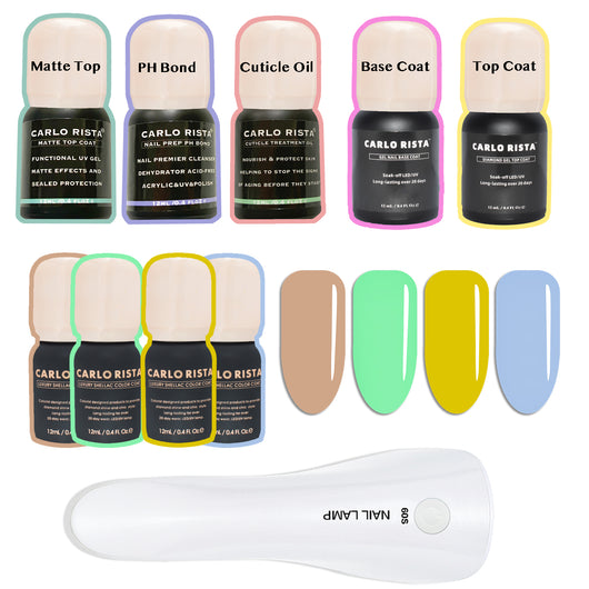 Functional Gel Nail Polish 4 Colour with Chargeable Lamp - Kit 6