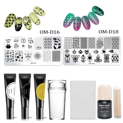 Nail Art Stamp Stencil Stamping Template Plate Set