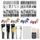 Nail Art Stamp Stencil Stamping Template Plate Set