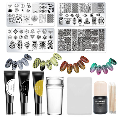 Nail Art Stamp Stencil Stamping Template Plate Set