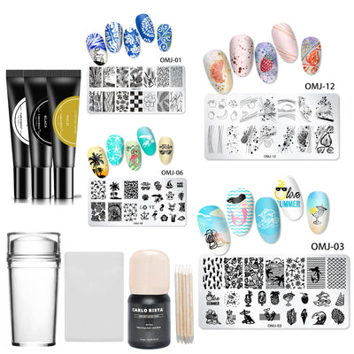 Nail Art Stamp Stencil Stamping Template Plate Set