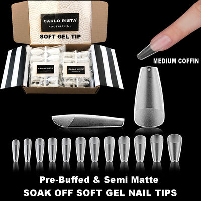 CARLO RISTA Soft Gel Tips Pre Shaped & buffed D-MED Coffin